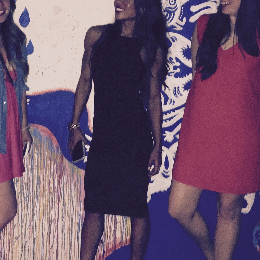 Black cutout bodycon midi dress